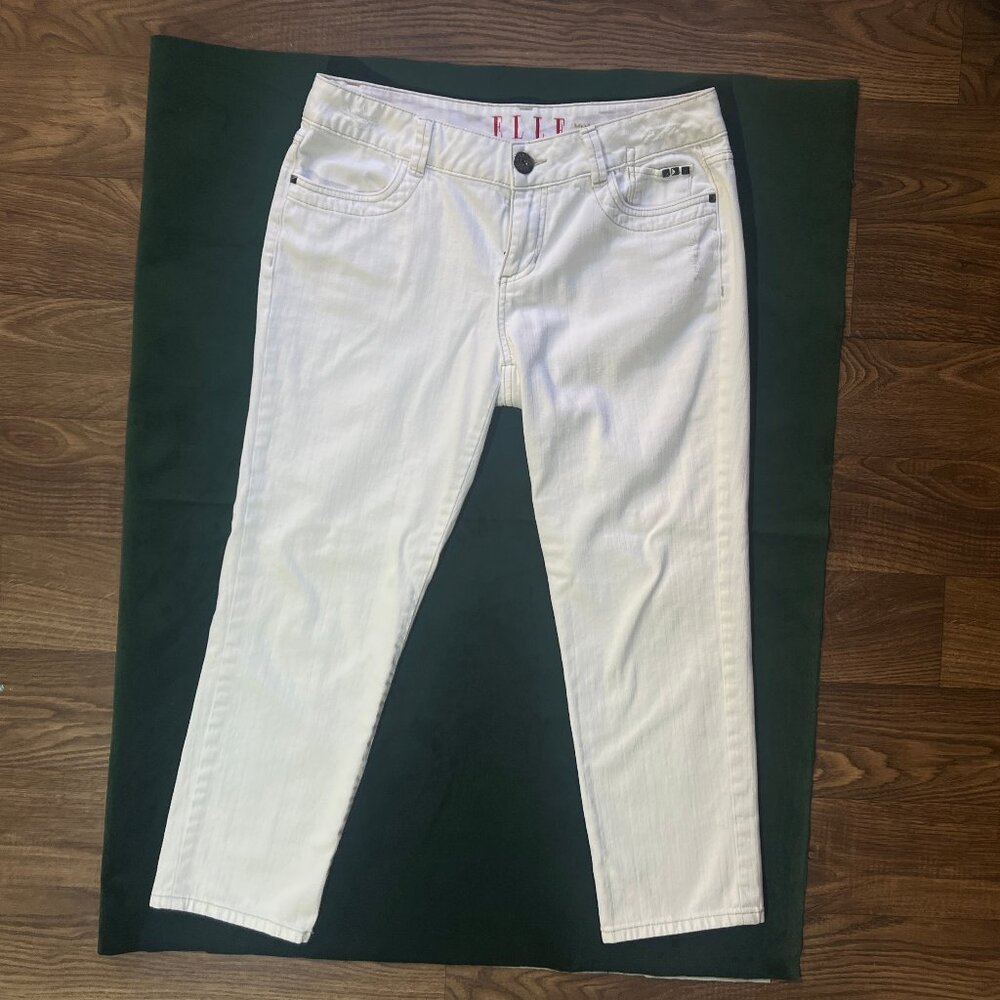 Elle Low Rise White Denim Pants - Size 12